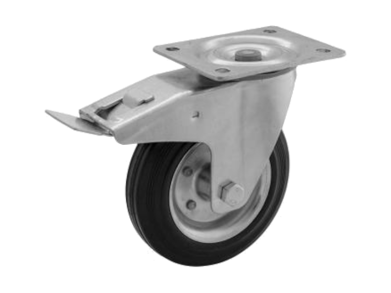 Zestaw kołowy metal-guma skrętny z hamulcem CKPW-SG HC